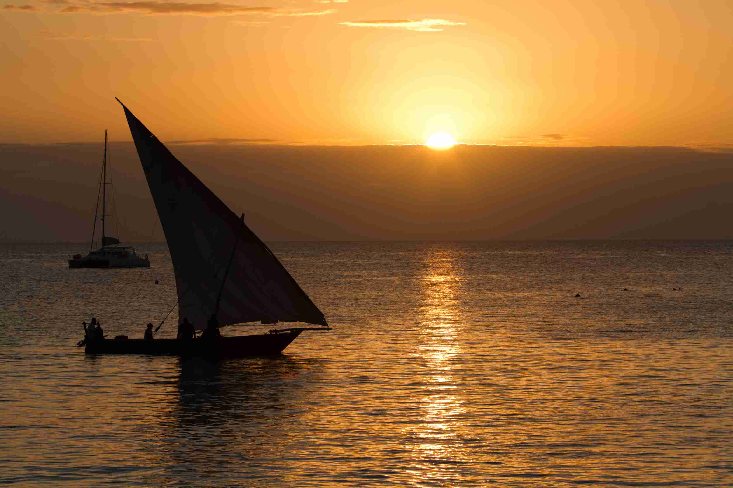 the beautiful beach and sea of zanzibar during the sunset in the indian ocean