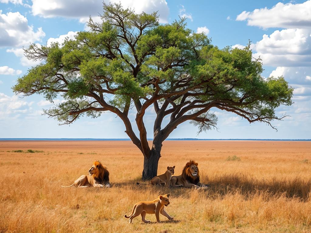 Lion pride with cubs in Serengeti National Park, Tanzania