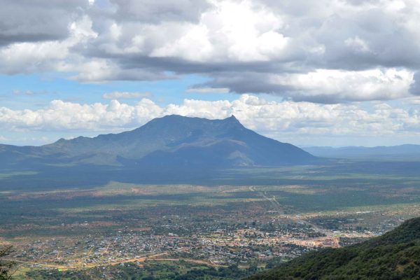 Mount Longido in Tanzania seen from Namanga Town, Kenya